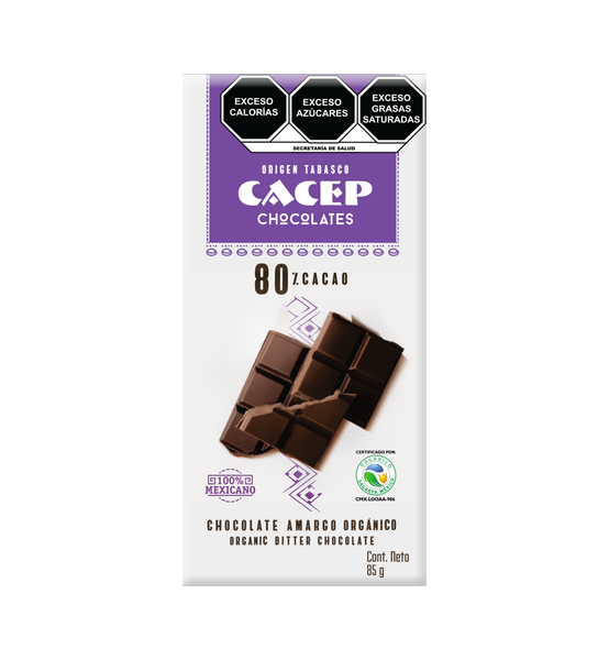 Cacep, Barra de Chocolate 80% Cacao, 85g