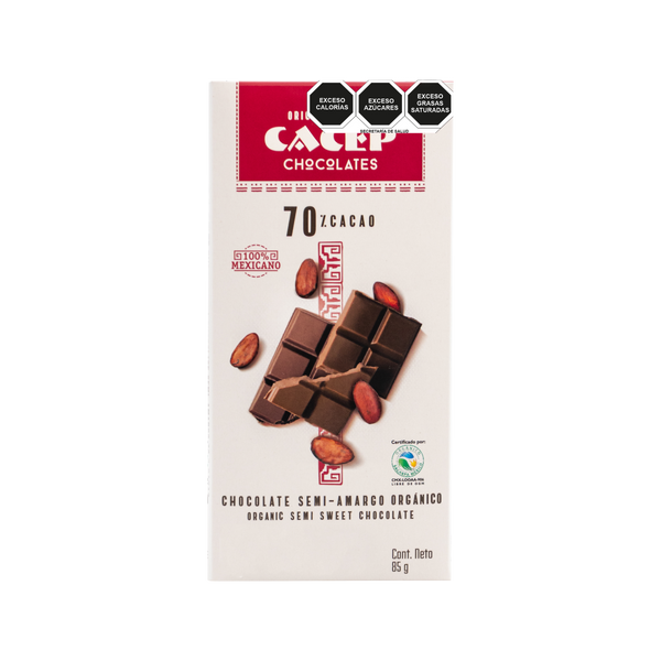 Cacep, Barra de Chocolate 70% Cacao, 85g