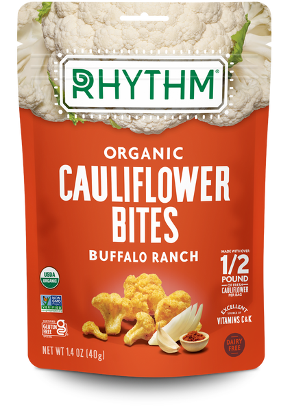 Rhythm Superfoods, Bocados de Coliflor Búfalo Ranch, 40g